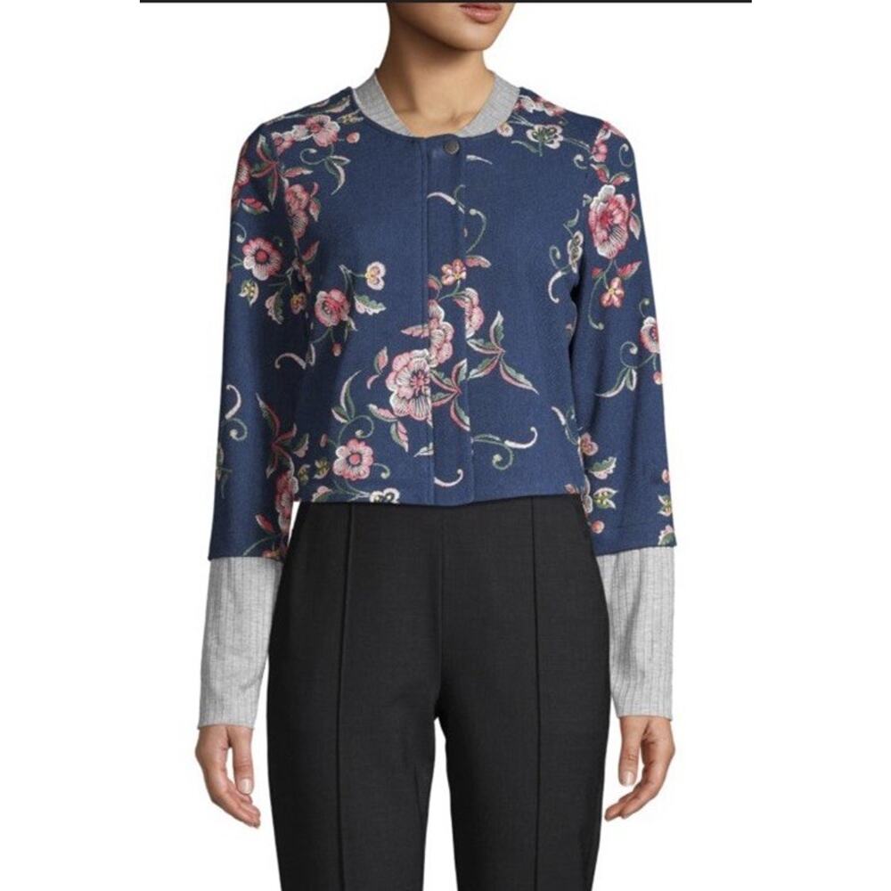 NWT BCBGeneration Cropped Floral Embroidery Bomber Jacket Size Small